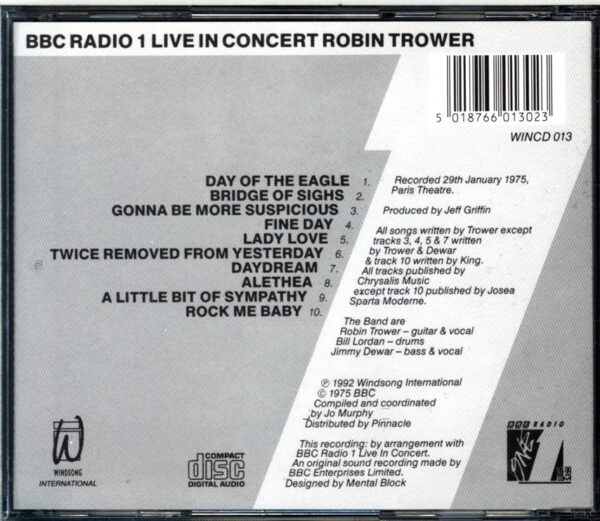 Robin Trower-BBC Radio 1 Live In Concert-CD