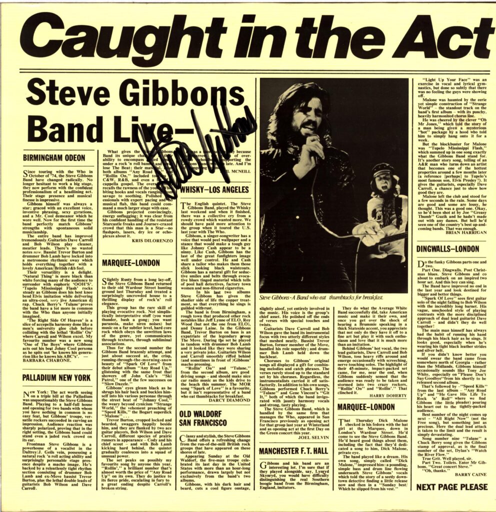 Steve Gibbons Band-Caught In The Act-LP Vinyl signed