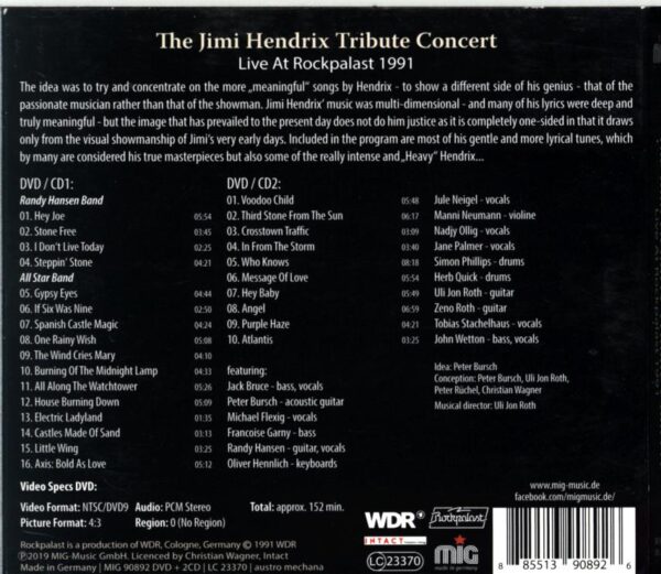 Various-The Jimi Hendrix Tribute Concert Live At Rockpalast 1991-DVD