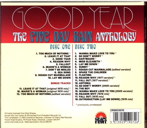 Five Day Rain-Good Year The Five Day Rain Anthology-CD