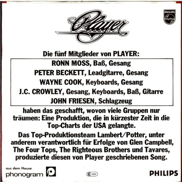 Player-Baby Come Back-7 Vinyl