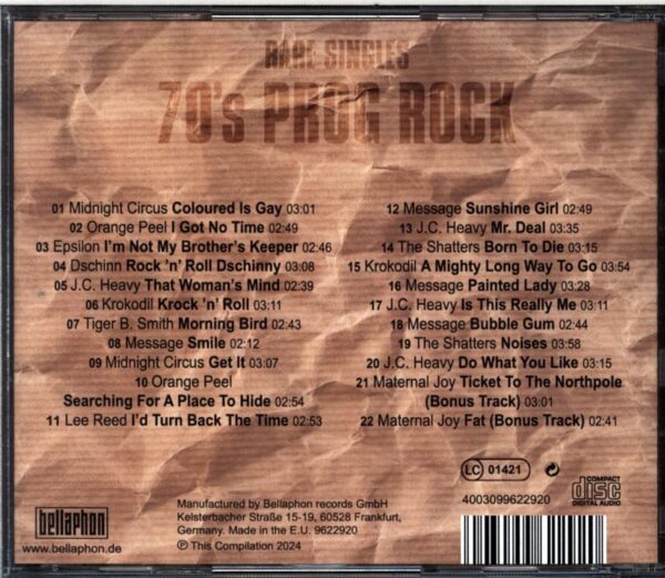 Various-Rare Singles - 70's Prog Rock-CD