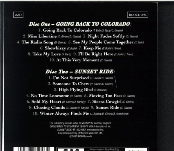 Zephyr-Going Back To Colorado-Sunset Ride-CD