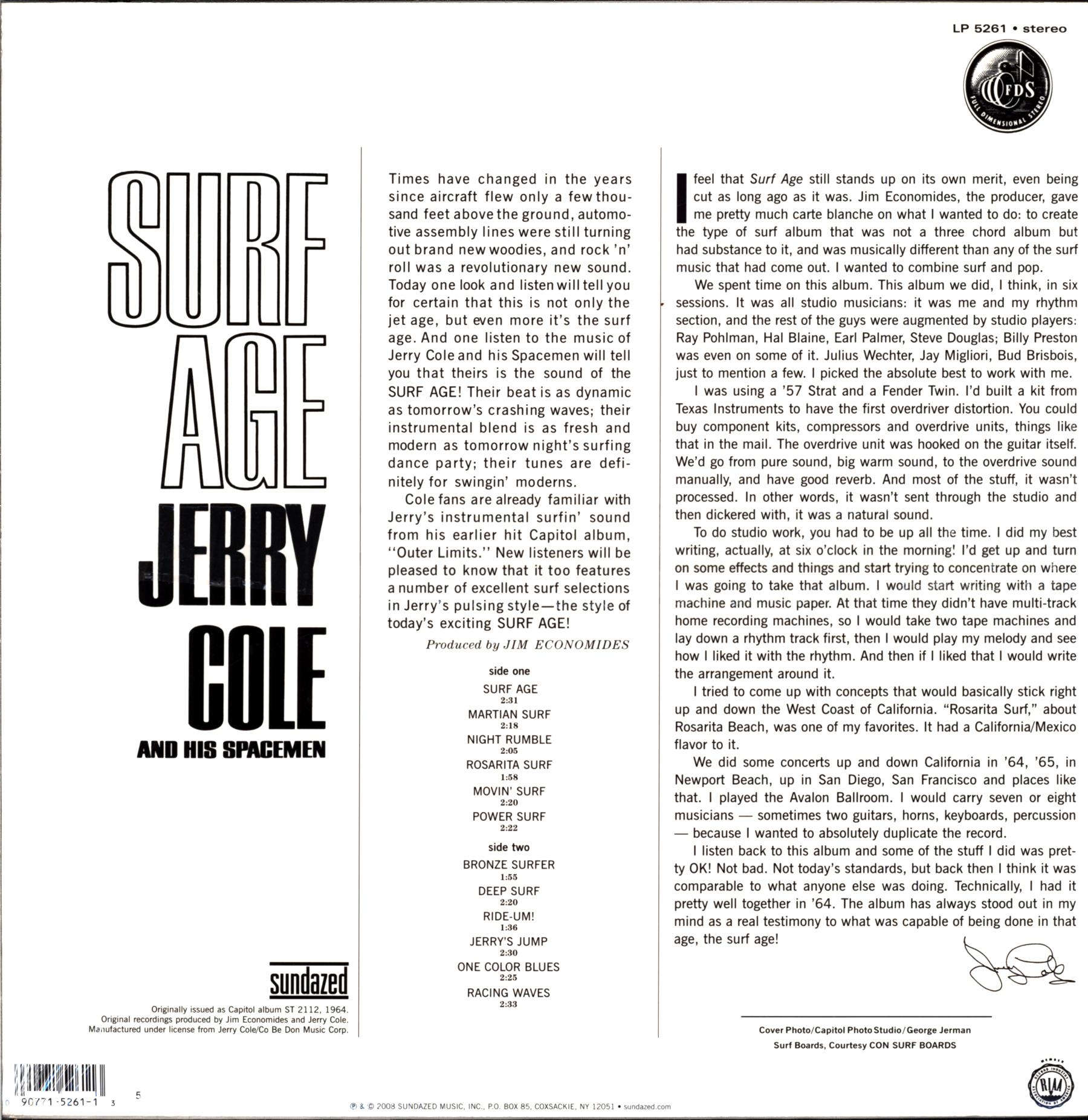 Jerry Cole And His Spacemen-Surf Age RE 2008-LP Vinyl-2 Jerry Cole And His Spacemen-Surf Age RE 2008-LP Vinyl