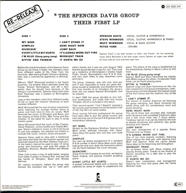 The Spencer Davis Group-Their First LP signed-LP Vinyl