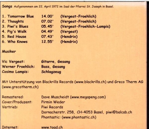 Toad-Live At St. Joseph - Basel 22.04.1972-CD
