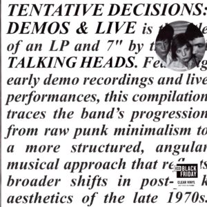 Talking Heads - Tentative Decisions 1974-1976 - LP Vinyl - RSD Black Friday 2025