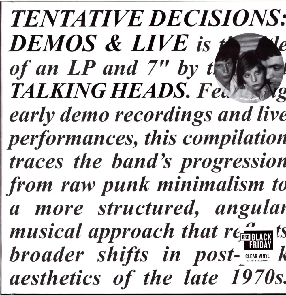 Talking Heads - Tentative Decisions 1974-1976 - LP Vinyl - RSD Black Friday 2025