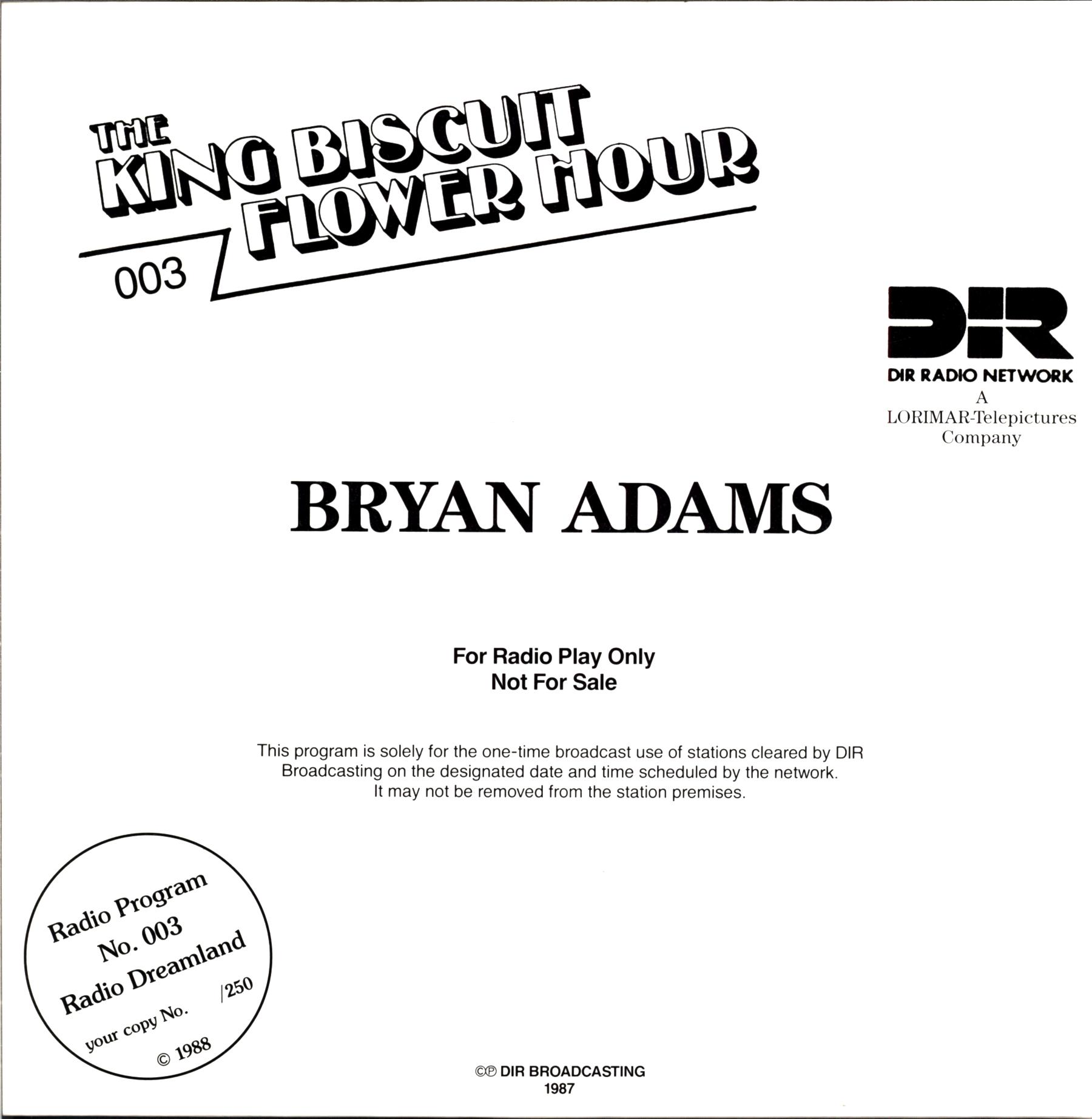 Bryan Adams-The King Biscuit Flower Hour-LP Vinyl-1 Bryan Adams-The King Biscuit Flower Hour-LP Vinyl