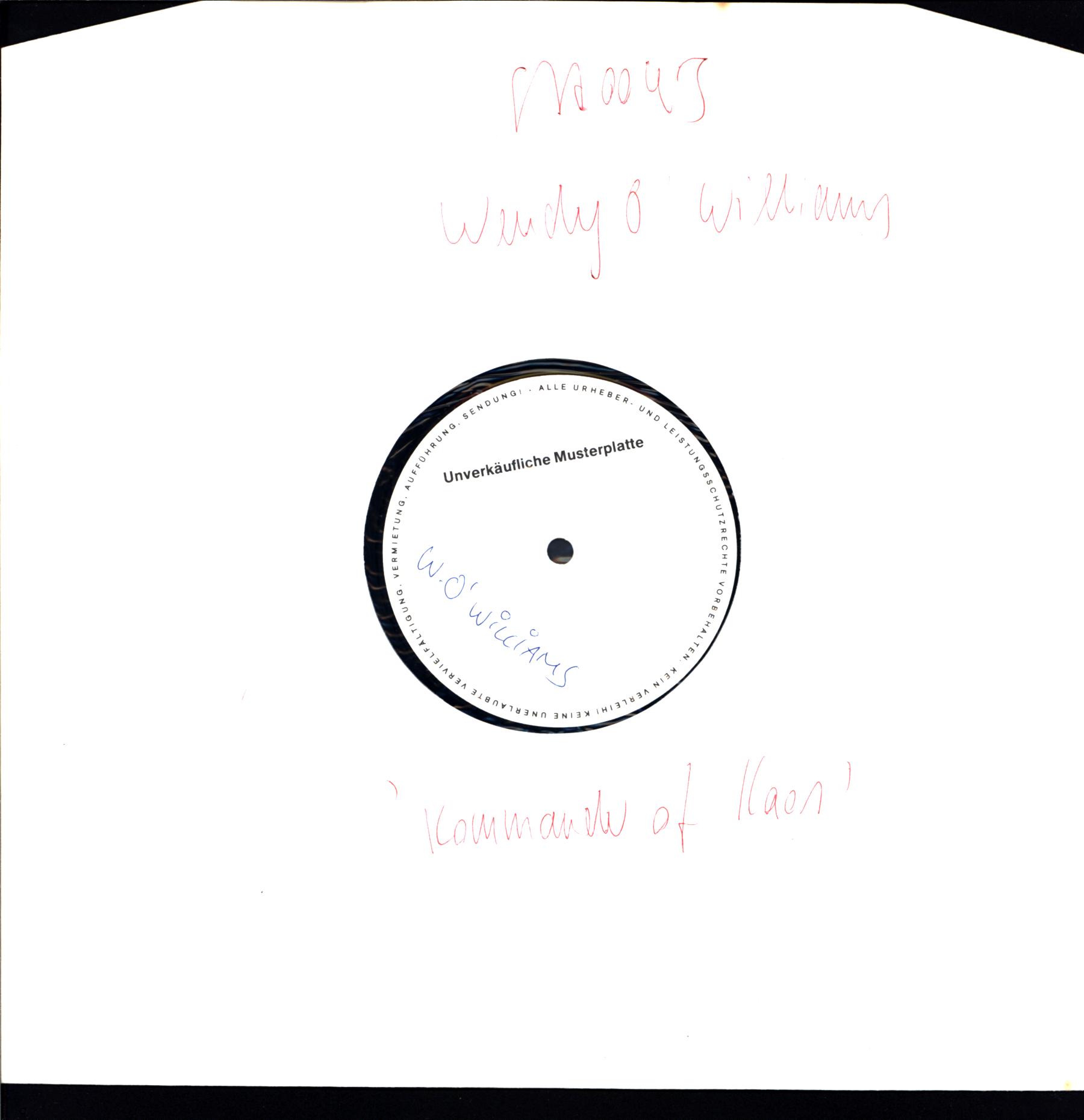 Wendy O. Williams-Kommander Of Kaos-LP Vinyl white label